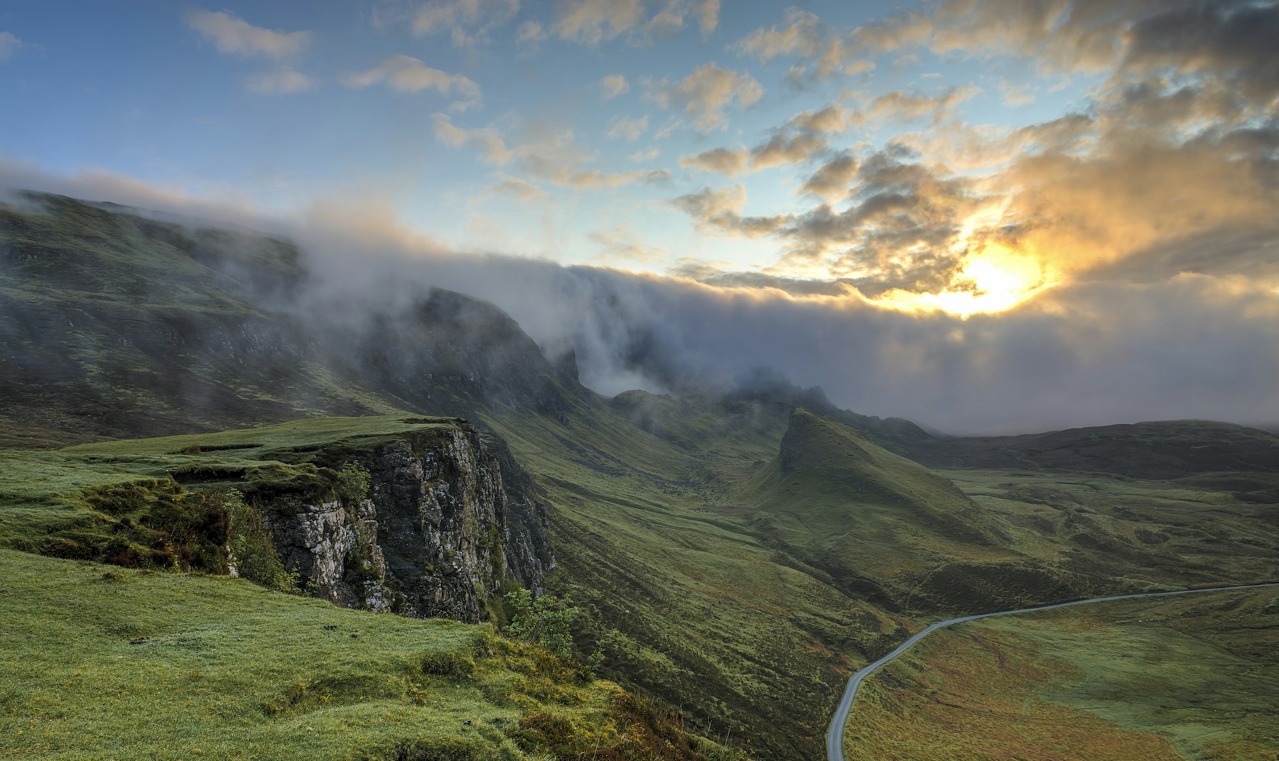 Hills in mist