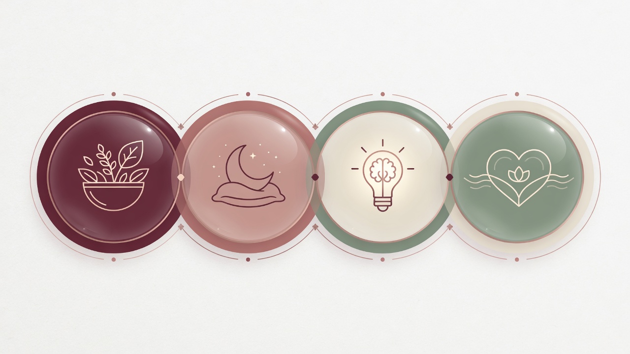 The Midlife Method flow — Fuel, Strength, Restore, Self, Navigate